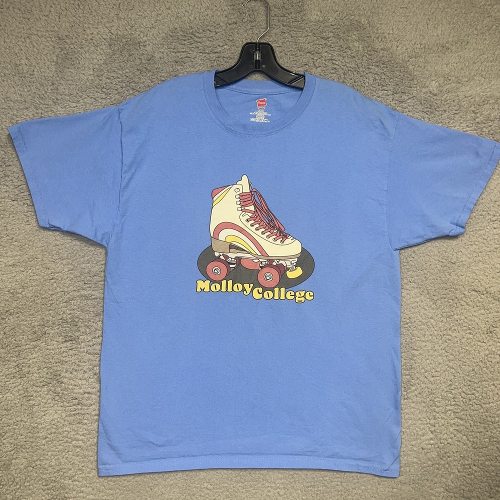 Molloy College Roller Skate Shirt Men's Sz L Blue Rockville Center NY Tee